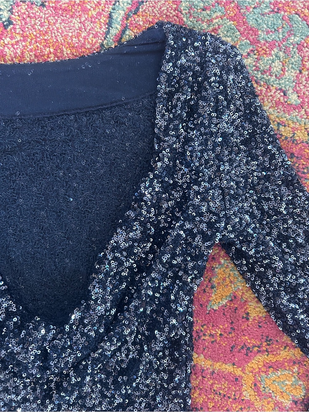 Free People | Women's Navy Blue Leading The Way Sequin Long-Sleeve Top Size XS - Picture 15 of 16